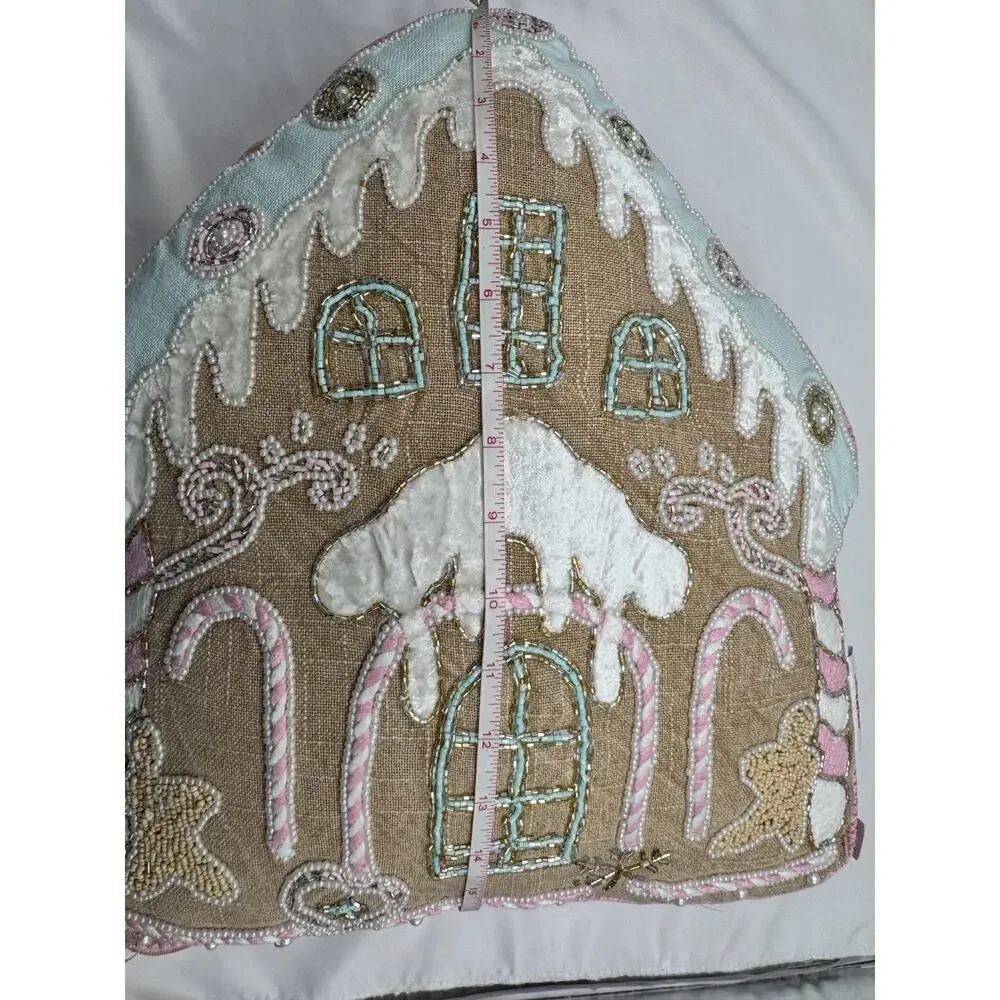 Sugar Plum Dreams Christmas Holiday Throw Pillow Pastel Beaded Bling Beads NWT